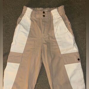 Gilded Intent Tan and White Straight Leg Pants